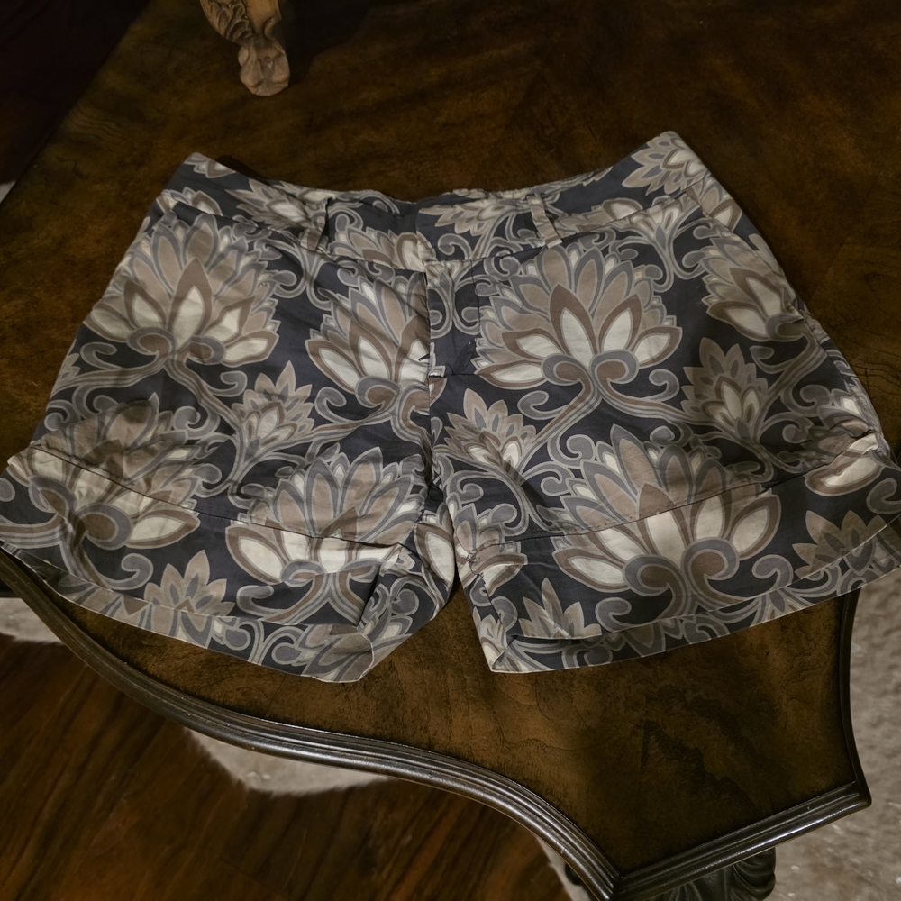 INC International Concepts Floral Print Bermuda Shorts in Gray and Beige